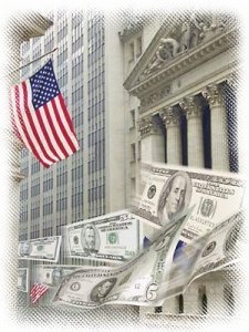 Flying Wall Street Dollars